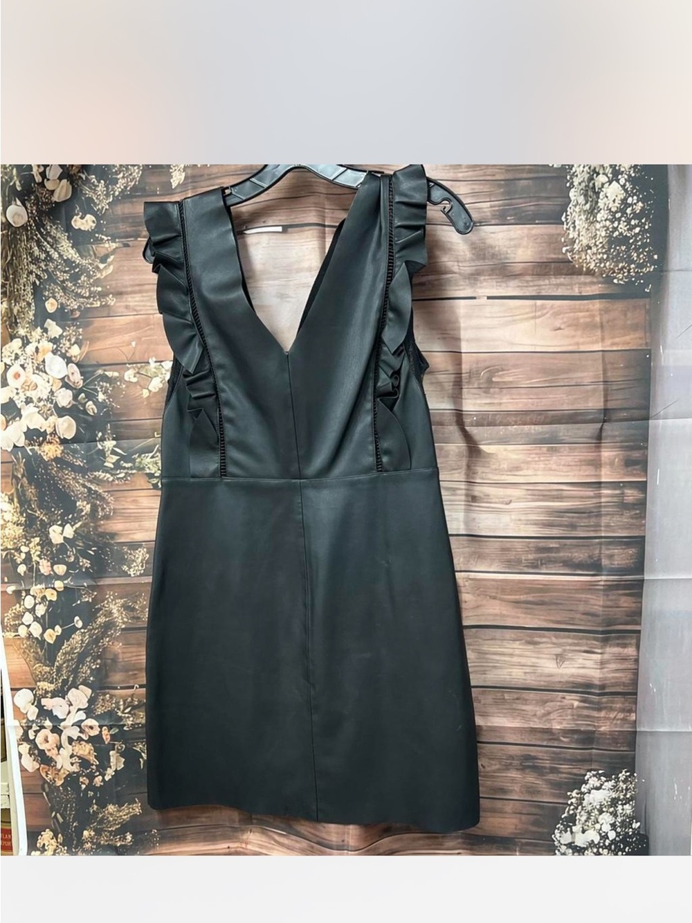 Black Ruffled V-Neck Women’s Dress